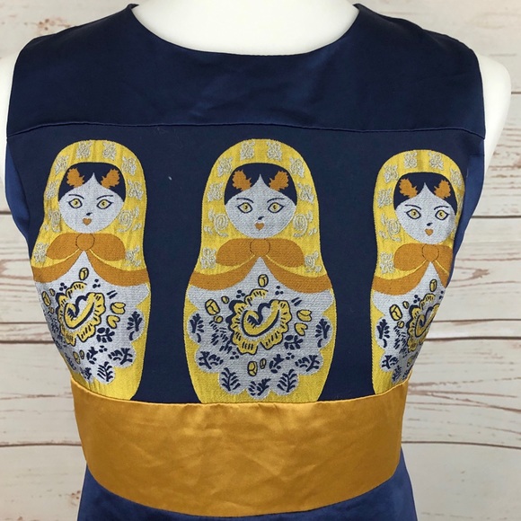 Satin Russian Doll Asymmetrical Mini Dress - Picture 4 of 6